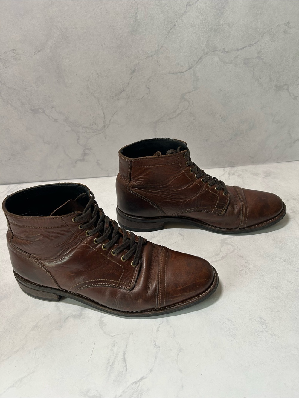 Thursday Boot Company Men’s 11.5 D Brown Leather Cap Toe Lace Up Boots - Picture 4 of 9